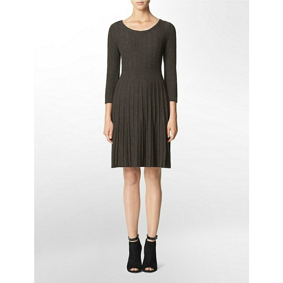 Calvin Klein Dresses & Skirts - New! CALVIN KLEIN Ribbed Fit-n-Flare Sweater Dress